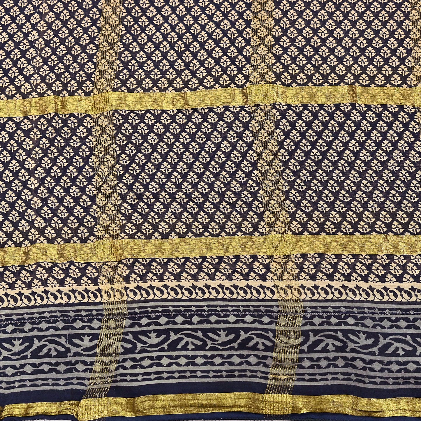 Indian Vintage Sari Beige & Black Printed Pure Cotton Sarees Craft Fabric 6Yd Soft Sewing Sarong Wrap Boho Quilting Dress making zari border