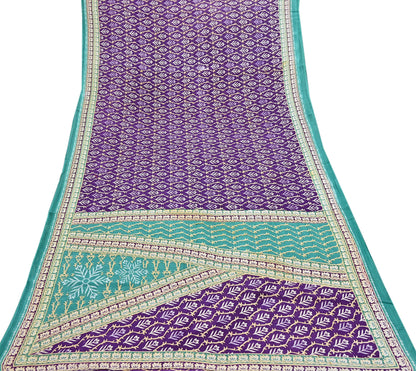Indian Vintage Sari Purple Pure Cotton Printed Saree 5Yd Craft Fabric Sewing Sarong Wrap Boho Floral Quilting crafting dressmaking