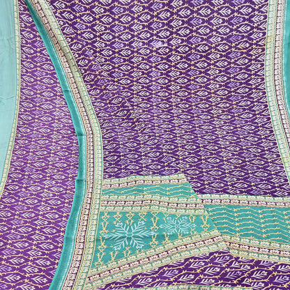 Indian Vintage Sari Purple Pure Cotton Printed Saree 5Yd Craft Fabric Sewing Sarong Wrap Boho Floral Quilting crafting dressmaking