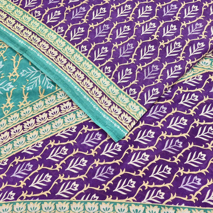 Indian Vintage Sari Purple Pure Cotton Printed Saree 5Yd Craft Fabric Sewing Sarong Wrap Boho Floral Quilting crafting dressmaking