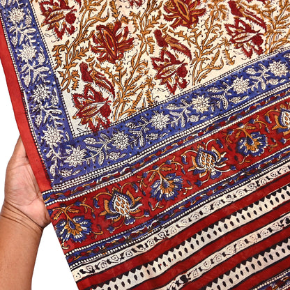 Indian Vintage Beige Saree Block Printed Pure Cotton Sari Craft Fabric Soft 5Yd Sewing Sarong Wrap Boho Quilting Crafting Dress making