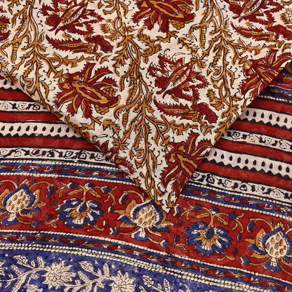 Indian Vintage Beige Saree Block Printed Pure Cotton Sari Craft Fabric Soft 5Yd Sewing Sarong Wrap Boho Quilting Crafting Dress making