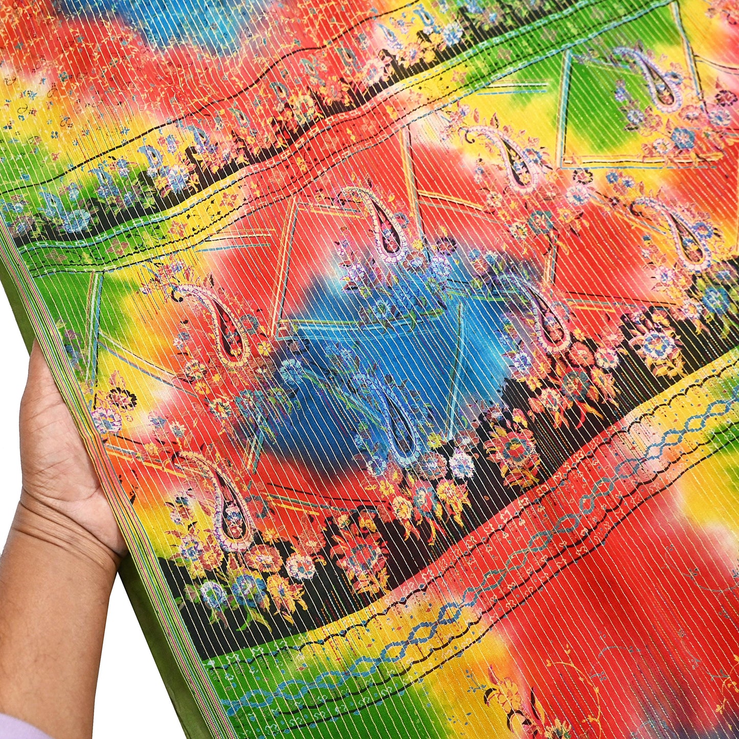 Indian Vintage Multi Saree 100% Pure Silk Printed Sari Craft Fabric 5yd Sewing Dress Making Soft Floral Crafting Quilting Upcycle Zari