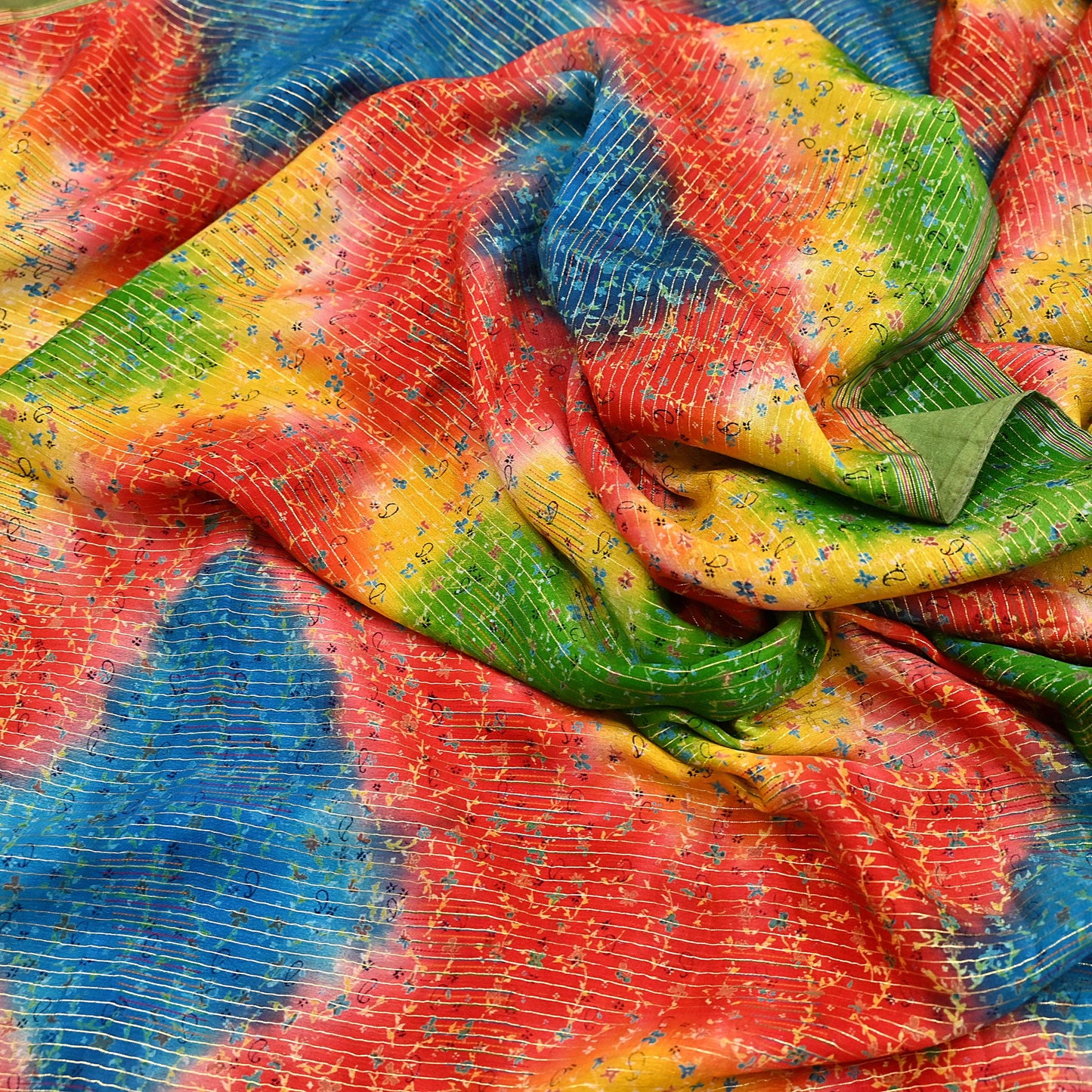 Indian Vintage Multi Saree 100% Pure Silk Printed Sari Craft Fabric 5yd Sewing Dress Making Soft Floral Crafting Quilting Upcycle Zari