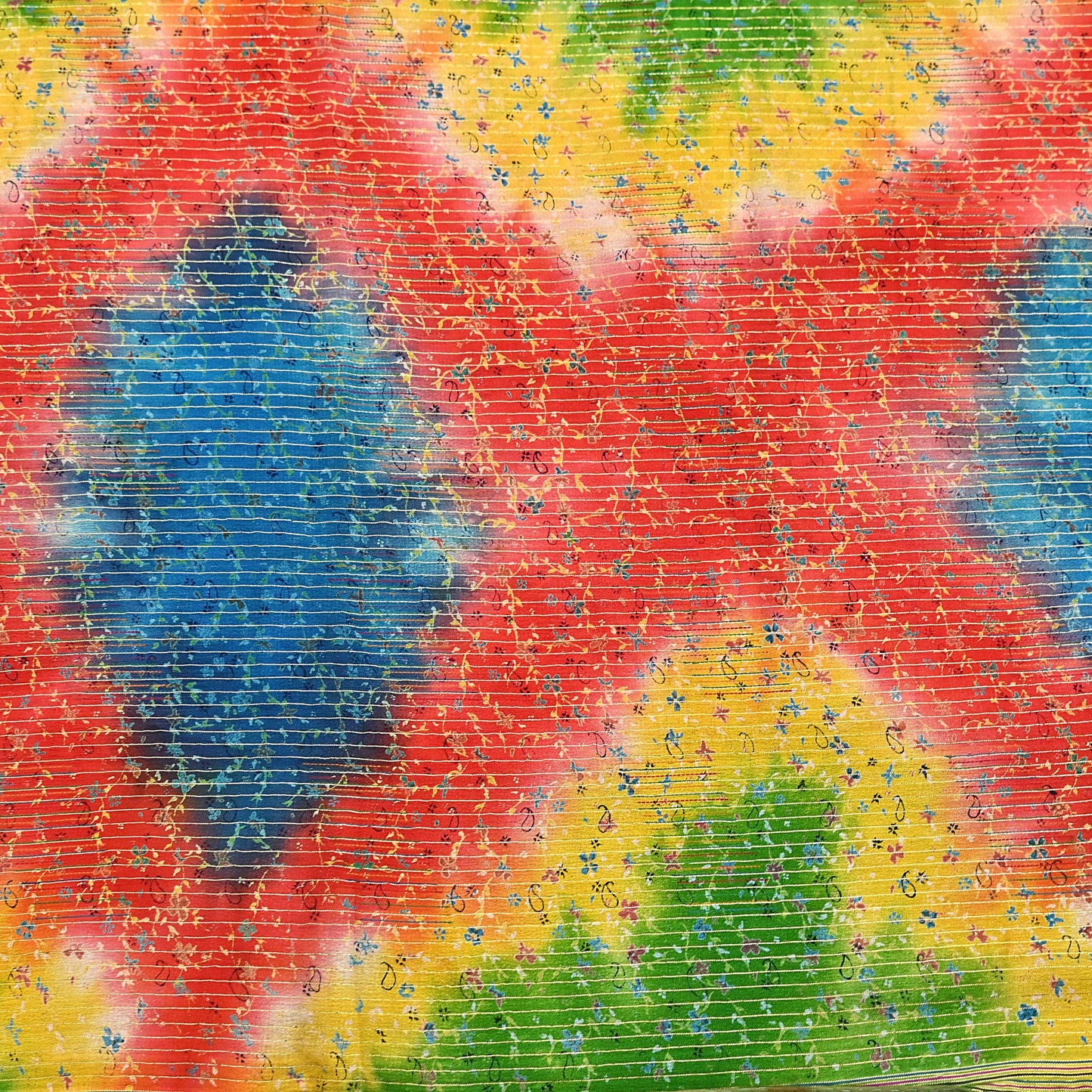 Indian Vintage Multi Saree 100% Pure Silk Printed Sari Craft Fabric 5yd Sewing Dress Making Soft Floral Crafting Quilting Upcycle Zari