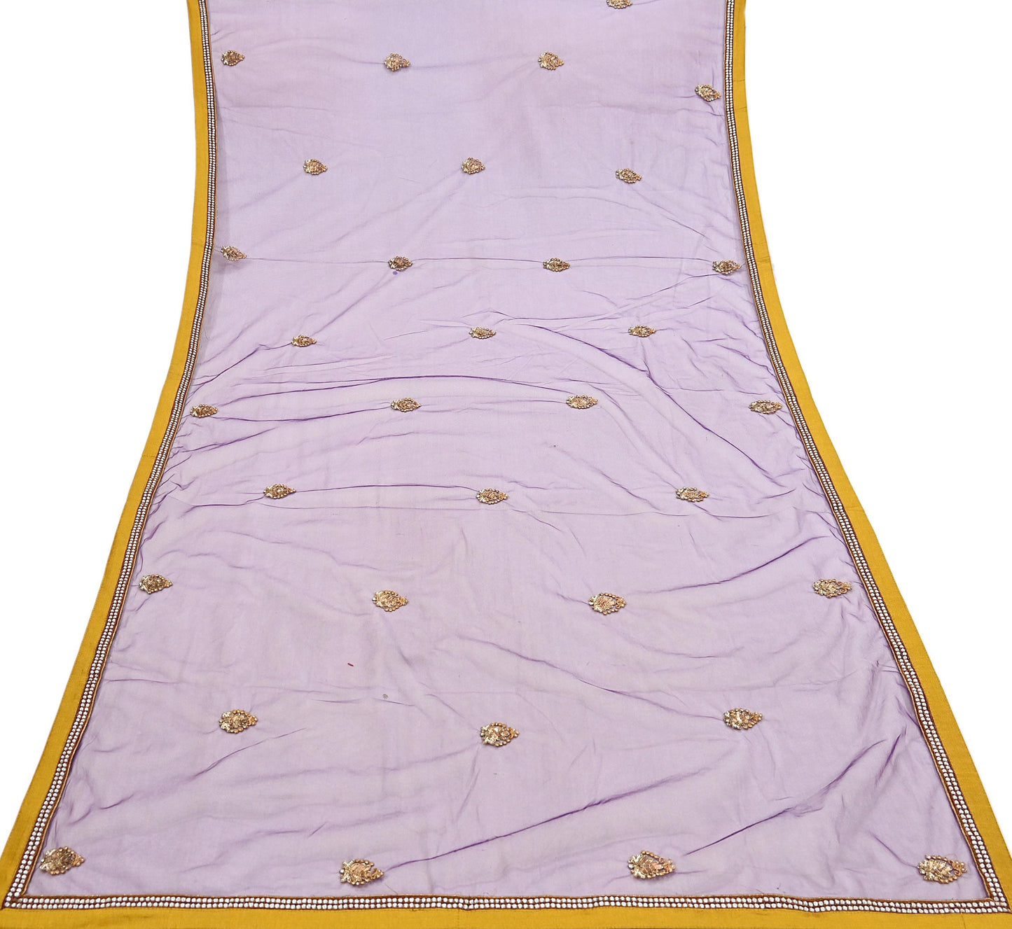 Indian Vintage Heavy Purple Dupatta Net Mesh Long Stole Hand Embroidered Scarves Golden Zardozi Zari Sequins Hijab Veil wrap Boho