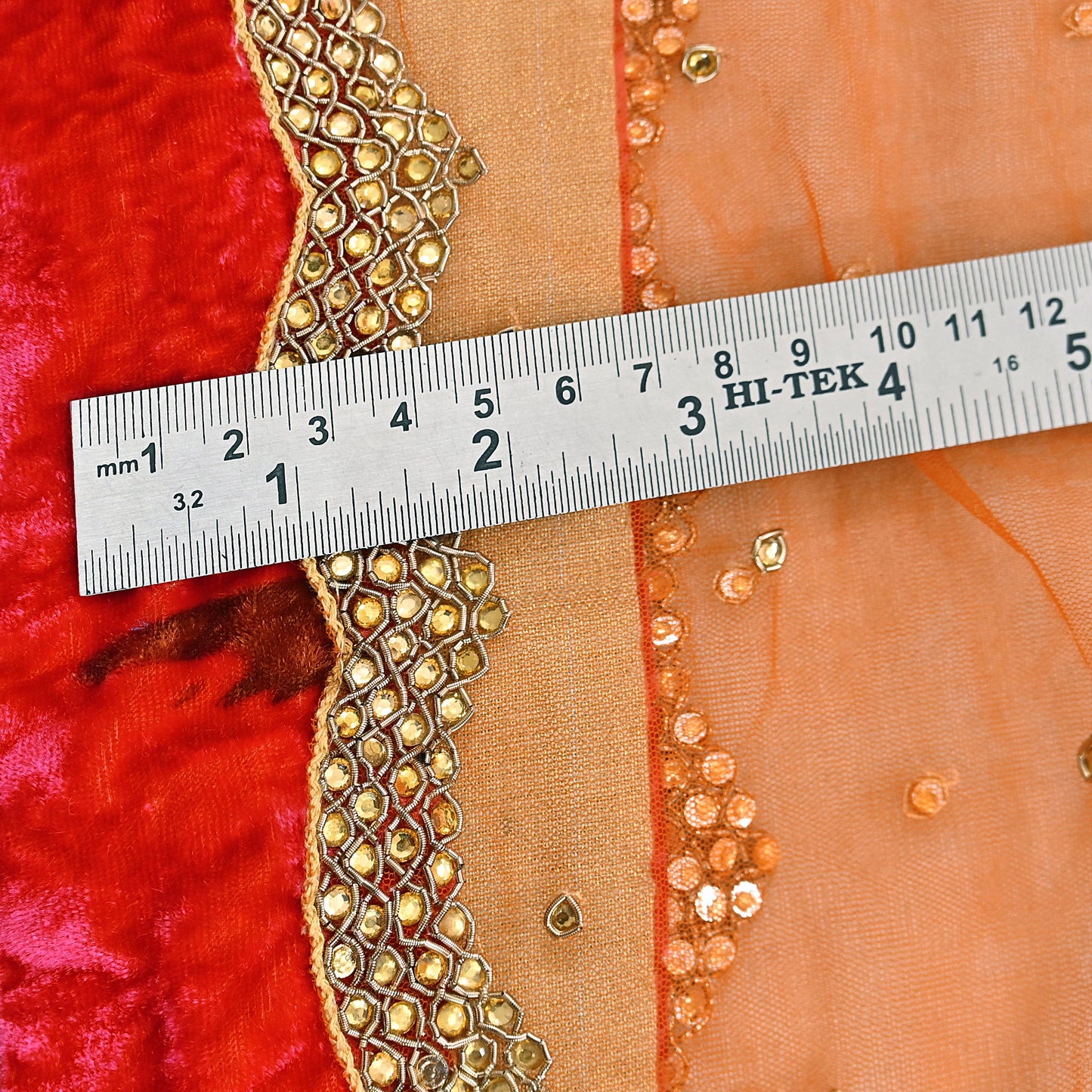 Indian Vintage Heavy Multi Dupatta Net Mesh Long Stole Hand Embroidered Scarf Golden Zardozi Zari Glass Beaded Stole