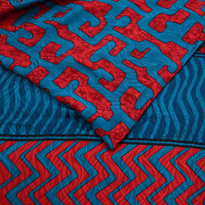 Indian Vintage Sari Green & maroon Pure Crepe Silk Printed Saree 5yard Sewing Ethnic Wrap Craft Fabric Dressmaking Crafting Upcycle Quilting