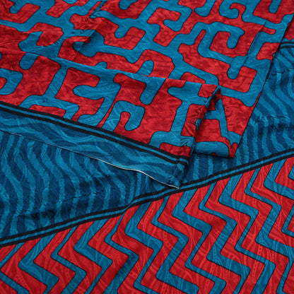 Indian Vintage Sari Green & maroon Pure Crepe Silk Printed Saree 5yard Sewing Ethnic Wrap Craft Fabric Dressmaking Crafting Upcycle Quilting