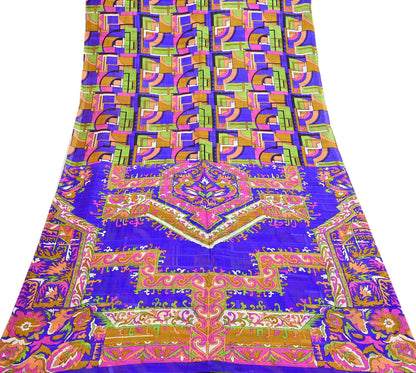 Indian Vintage Multi Saree 100% Pure Silk Printed Sari Craft Fabric 5yd Sewing Dress Making Soft Floral Crafting Quilting Upcycle