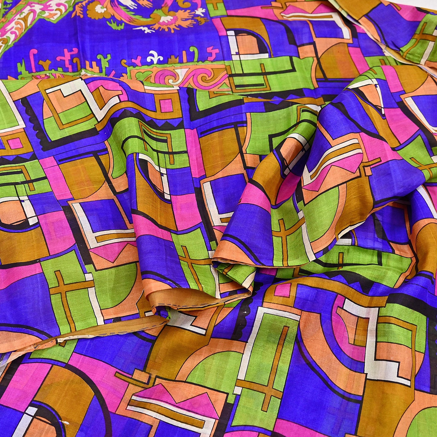 Indian Vintage Multi Saree 100% Pure Silk Printed Sari Craft Fabric 5yd Sewing Dress Making Soft Floral Crafting Quilting Upcycle