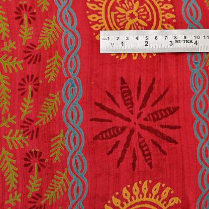 Indian Vintage Sari Red Pure Crepe Silk Printed Saree 6yard Sewing Quilting Floral Soft Craft Fabric Wrap