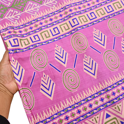 Indian Vintage Sari Pink 100% Pure Silk Printed Saree Craft Fabric 6yd Sewing Dress Making Soft Wrap Quilting Crafting Upcycle