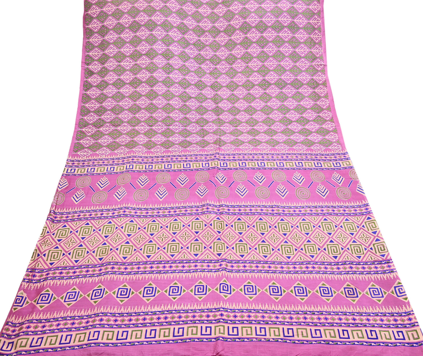 Indian Vintage Sari Pink 100% Pure Silk Printed Saree Craft Fabric 6yd Sewing Dress Making Soft Wrap Quilting Crafting Upcycle