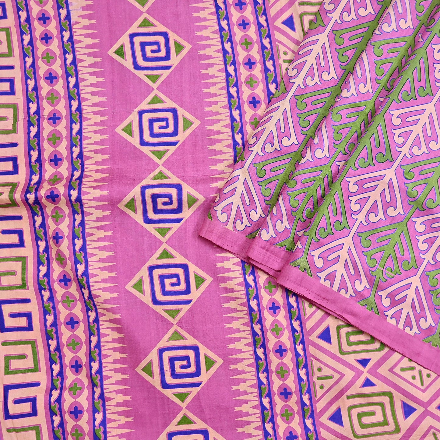 Indian Vintage Sari Pink 100% Pure Silk Printed Saree Craft Fabric 6yd Sewing Dress Making Soft Wrap Quilting Crafting Upcycle