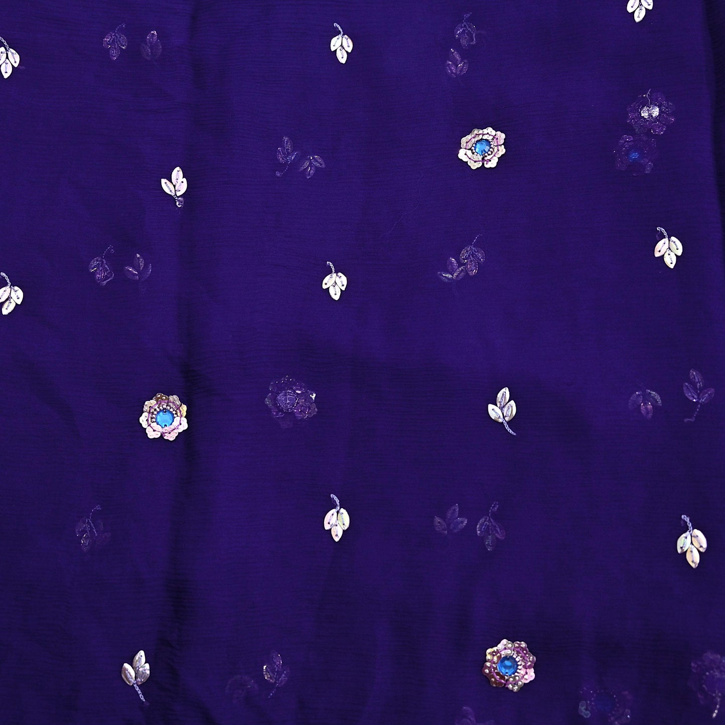 Indian Vintage Blue Dupatta Pure Chiffon silk Long Stole Hand Embroidered Scarves Floral Stole Veil Wrap