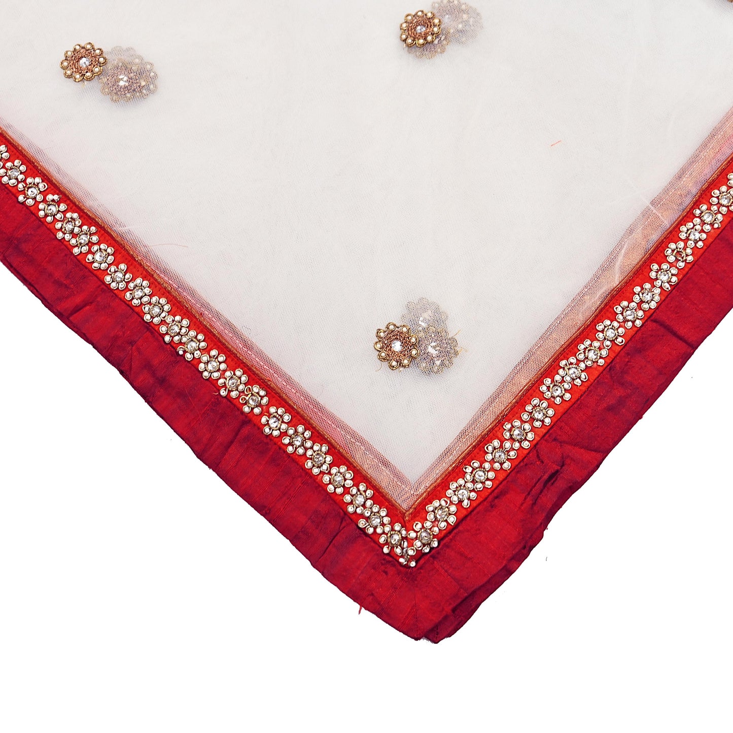 Indian Vintage Heavy white Dupatta Net Mesh Long Stole Hand Embroidered Scarves Golden Zardozi Zari Sequins Hijab Veil wrap Boho