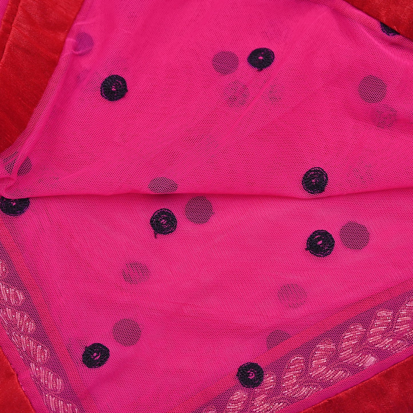 Indian Vintage Heavy Pink Dupatta Net Mesh Long Stole Hand Embroidered Scarves Golden Zardozi Dabka Zari Stole