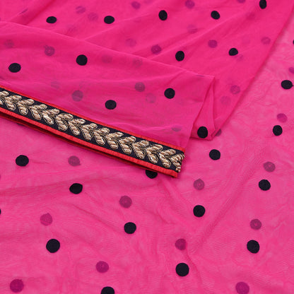 Indian Vintage Heavy Pink Dupatta Net Mesh Long Stole Hand Embroidered Scarves Golden Zardozi Dabka Zari Stole