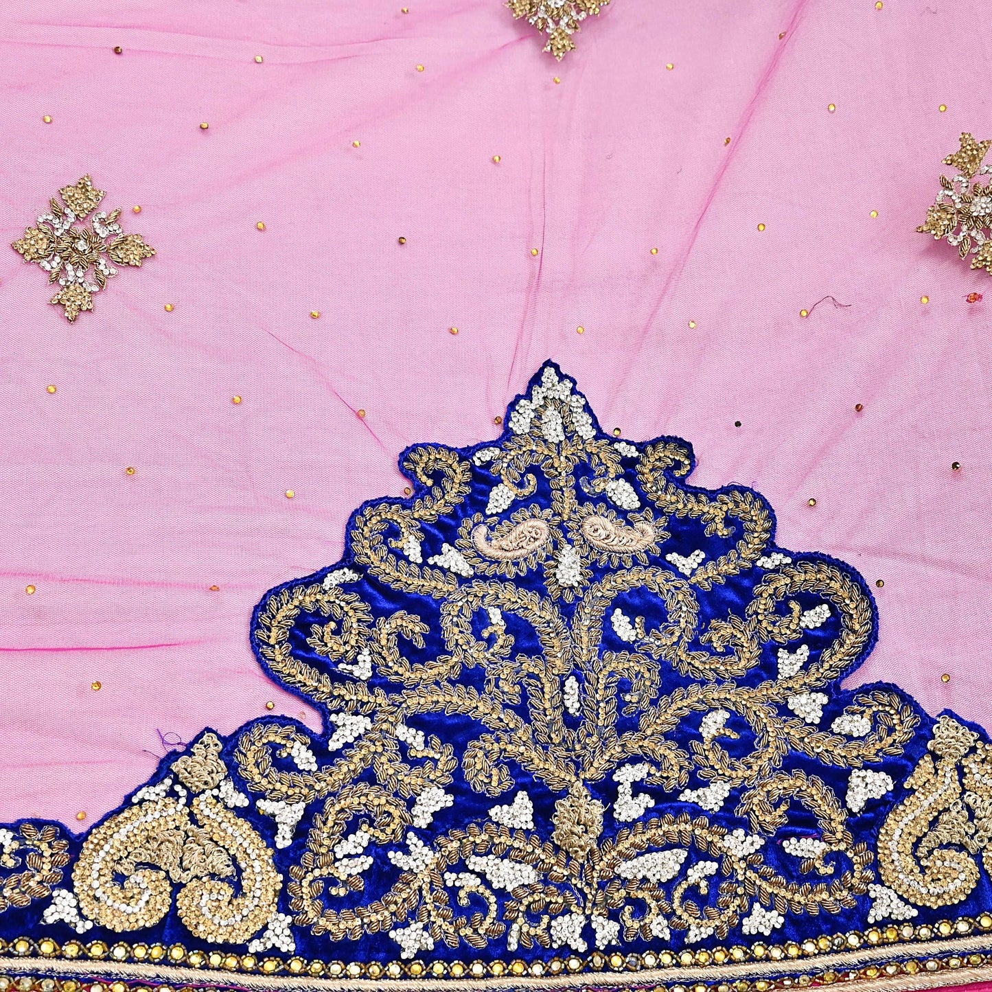 Indian Vintage Heavy Bridal Magenta Dupatta Net Mesh Long Stole Hand Embroidered Scarves Golden Zardozi Dabka Zari Wedding Veil Hijab