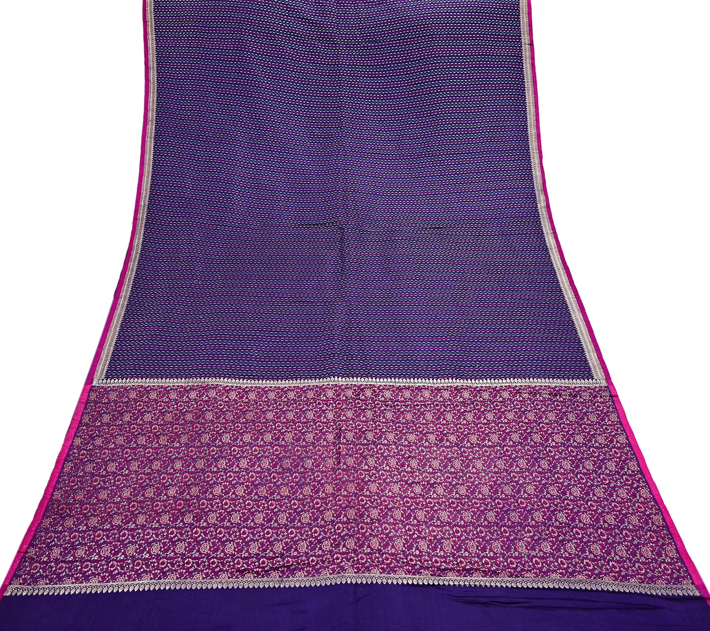 Indian Vintage Blue Banarasi Brocade Saree | Heavy Wedding Sari in Pure Satin Silk Woven Zari Fabric for Crafting, Dressmaking