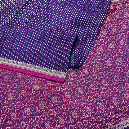 Indian Vintage Blue Banarasi Brocade Saree | Heavy Wedding Sari in Pure Satin Silk Woven Zari Fabric for Crafting, Dressmaking