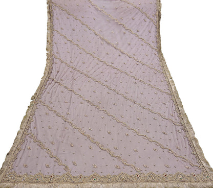 Indian Vintage Heavy Coffee Brown Dupatta Net Mesh Long Stole Hand Embroidered Scarf Zardozi Zari Sequins Stole Bridal Veil
