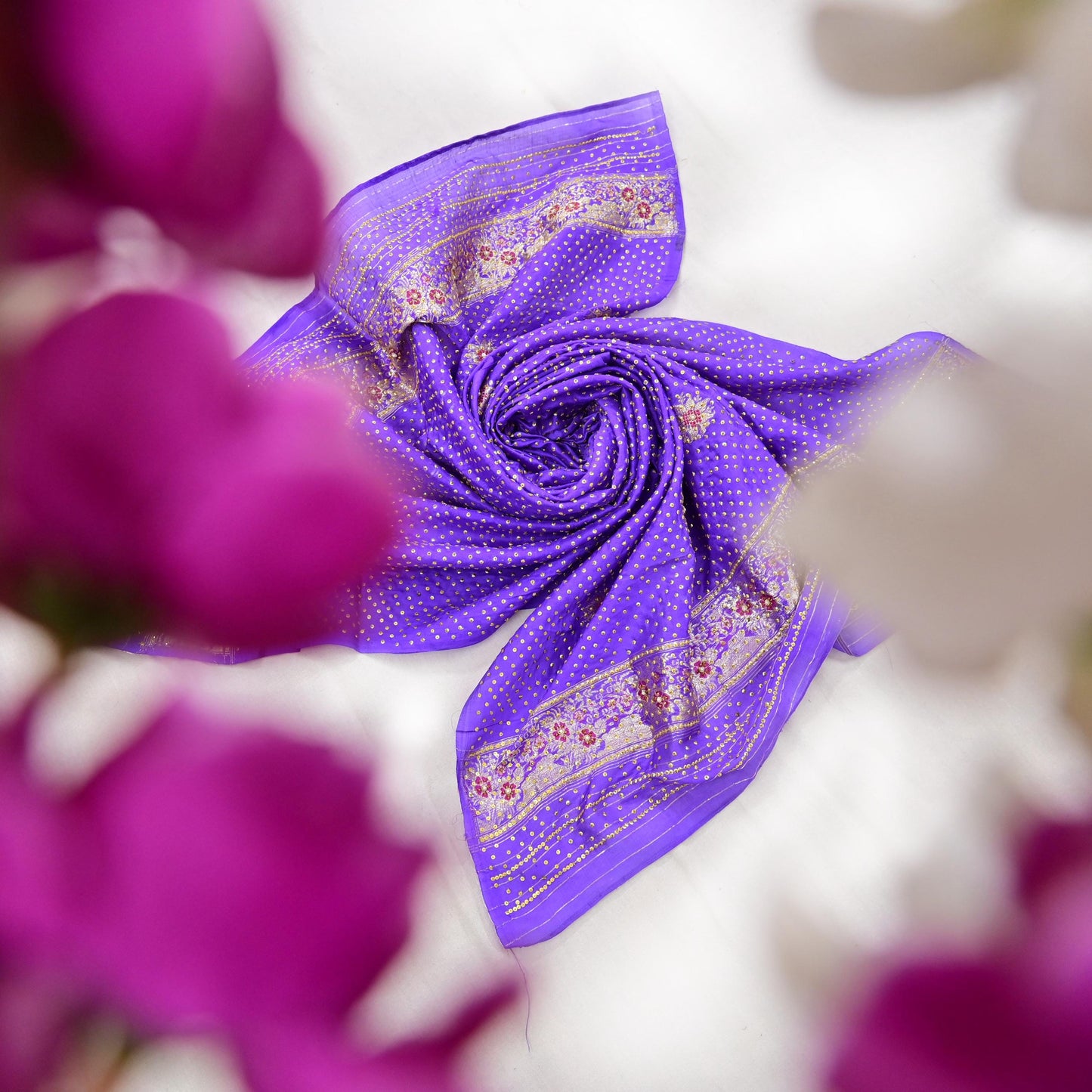 Indian Vintage Dupatta Purple Long Stole Pure silk Woven Brocade Banarasi Scarves Veil Scarf Wrap Hippie Boho Soft Floral Zari