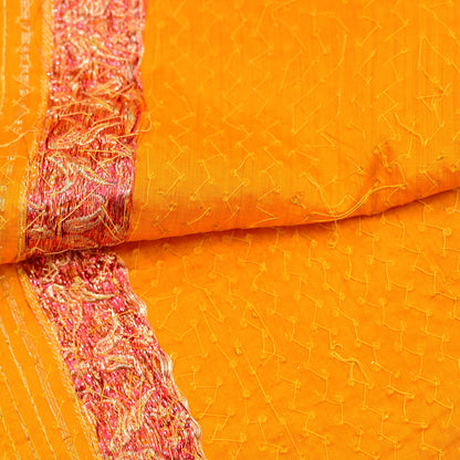 Indian Vintage Dupatta Saffron Long Stole Pure silk Woven Brocade Banarasi Scarves Veil Scarf Wrap Hippie Boho Soft Floral Zari