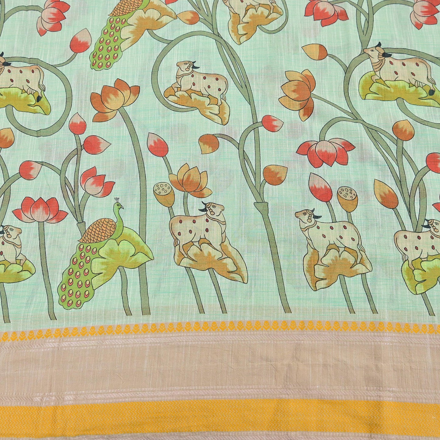 Indian Vintage sage Green Saree Pure Cotton Printed Woven Sari Craft Soft Fabric 5Yd Sewing Sarong Wrap Boho Abstract Design