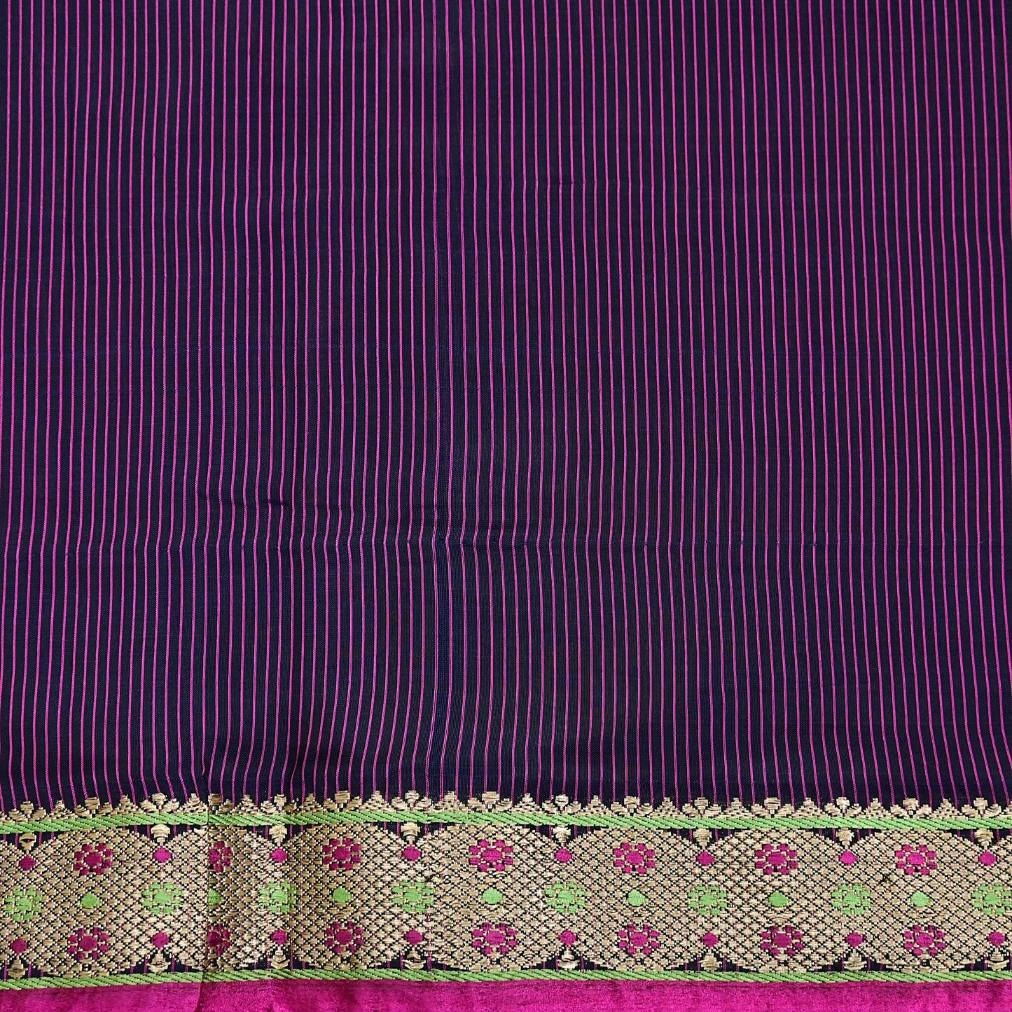 Indian Vintage Black & Pink Saree Pure Silk Hand Woven Ikat Patola Sari Fabric 5Yard Craft Ethnic Zari Border