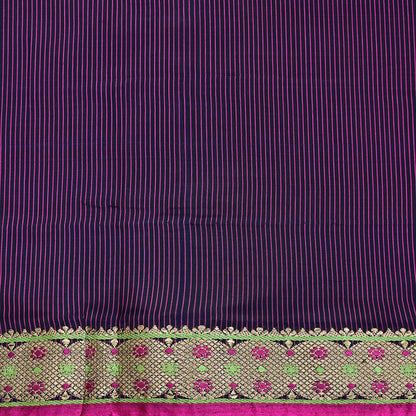 Indian Vintage Black & Pink Saree Pure Silk Hand Woven Ikat Patola Sari Fabric 5Yard Craft Ethnic Zari Border