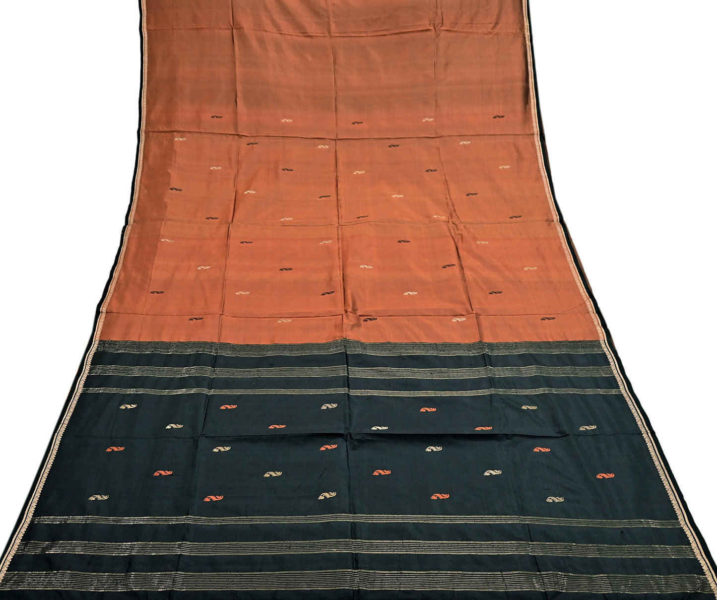 Indian Vintage Sari Mysore Silk Hand Woven Saree with Zari Border 5 Yards Soft Craft Fabric Upcycle, Quilting, Dressmaking