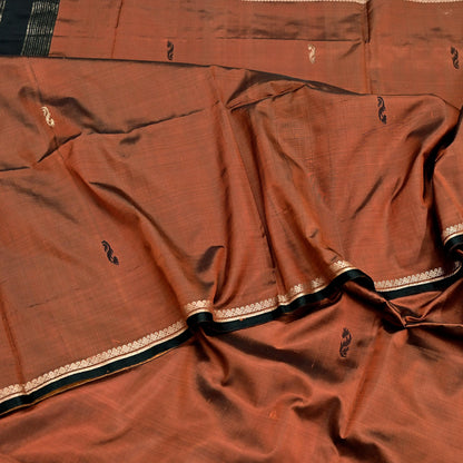 Indian Vintage Sari Mysore Silk Hand Woven Saree with Zari Border 5 Yards Soft Craft Fabric Upcycle, Quilting, Dressmaking