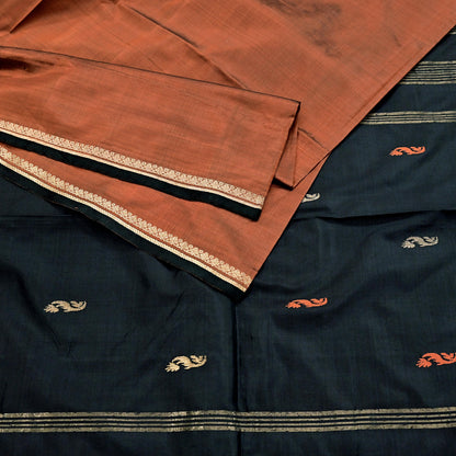 Indian Vintage Sari Mysore Silk Hand Woven Saree with Zari Border 5 Yards Soft Craft Fabric Upcycle, Quilting, Dressmaking