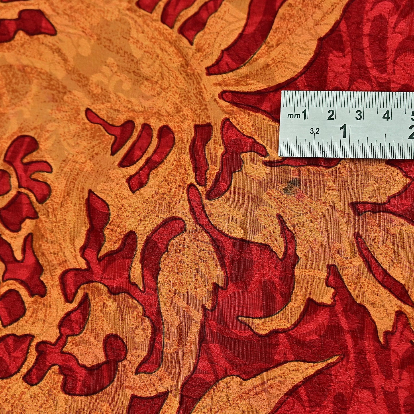 Indian Vintage Sari Mustard & Red Pure Crepe Silk Printed Sarees 5yd Sewing Floral Soft Craft Fabric Wrap Dress making Crafting Quilting
