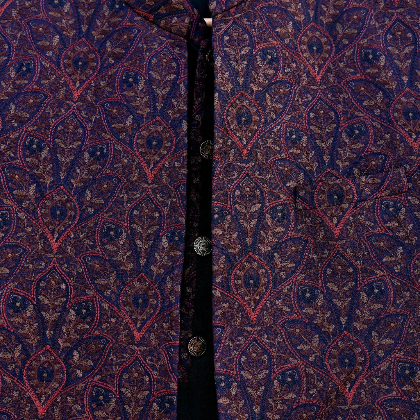 Vintage Blue Raw Silk Hand Embroidered Mens Sherwani Wedding Coat Indian Groom Outfit Bandhgala