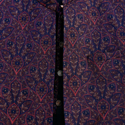 Vintage Blue Raw Silk Hand Embroidered Mens Sherwani Wedding Coat Indian Groom Outfit Bandhgala