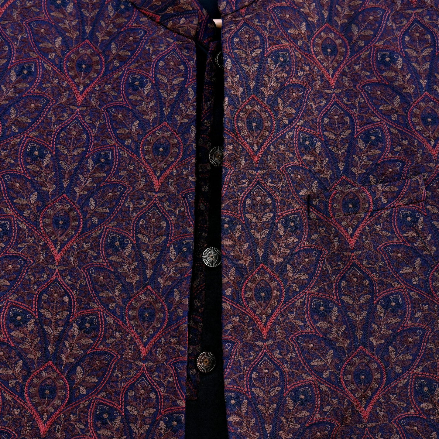 Vintage Blue Raw Silk Hand Embroidered Mens Sherwani Wedding Coat Indian Groom Outfit Bandhgala