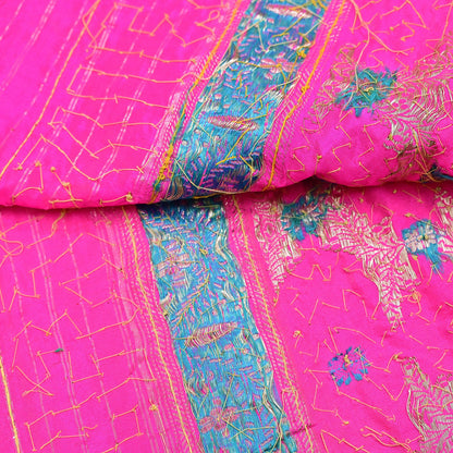Indian Vintage Dupatta Pink Long Stole Pure silk Woven Brocade Banarasi Scarves Veil Scarf Wrap Hippie Boho Soft Floral Zari