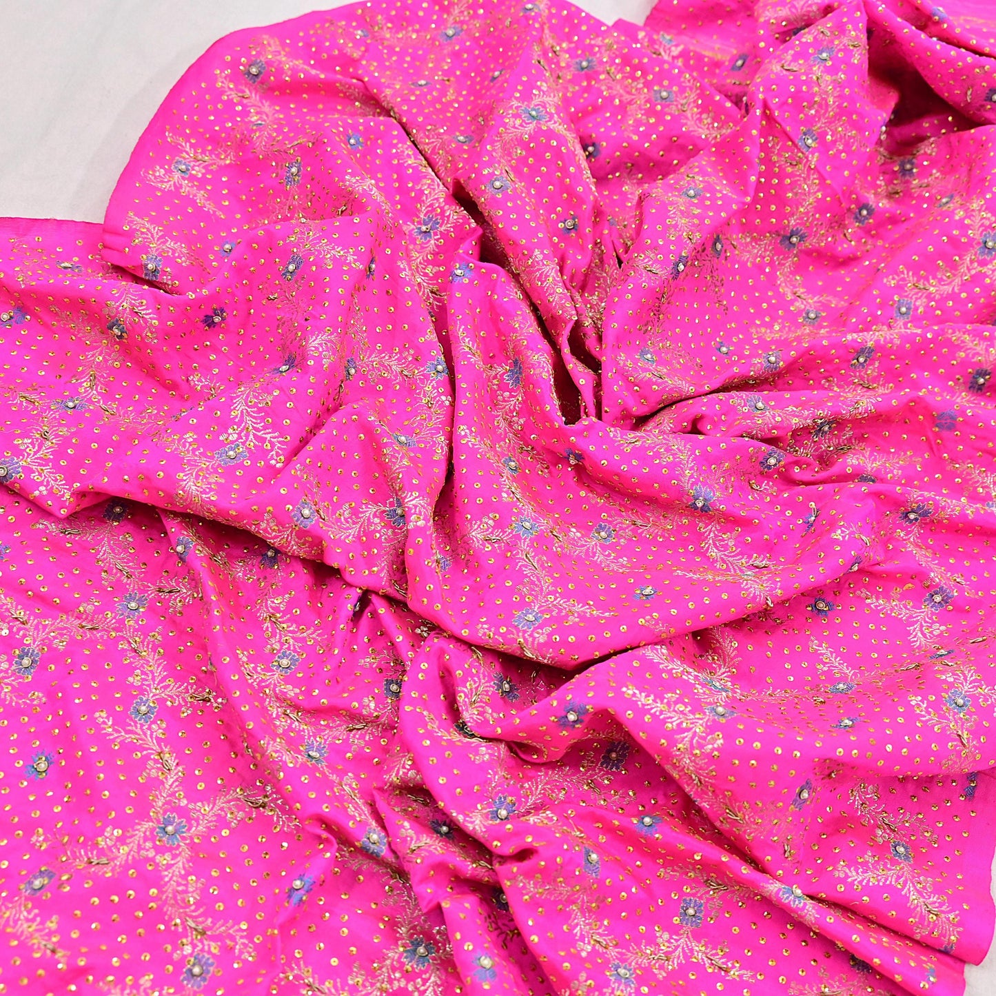 Indian Vintage Dupatta Pink Long Stole Pure silk Woven Brocade Banarasi Scarves Veil Scarf Wrap Hippie Boho Soft Floral Zari