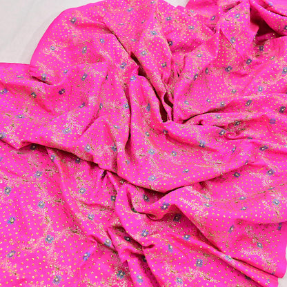 Indian Vintage Dupatta Pink Long Stole Pure silk Woven Brocade Banarasi Scarves Veil Scarf Wrap Hippie Boho Soft Floral Zari