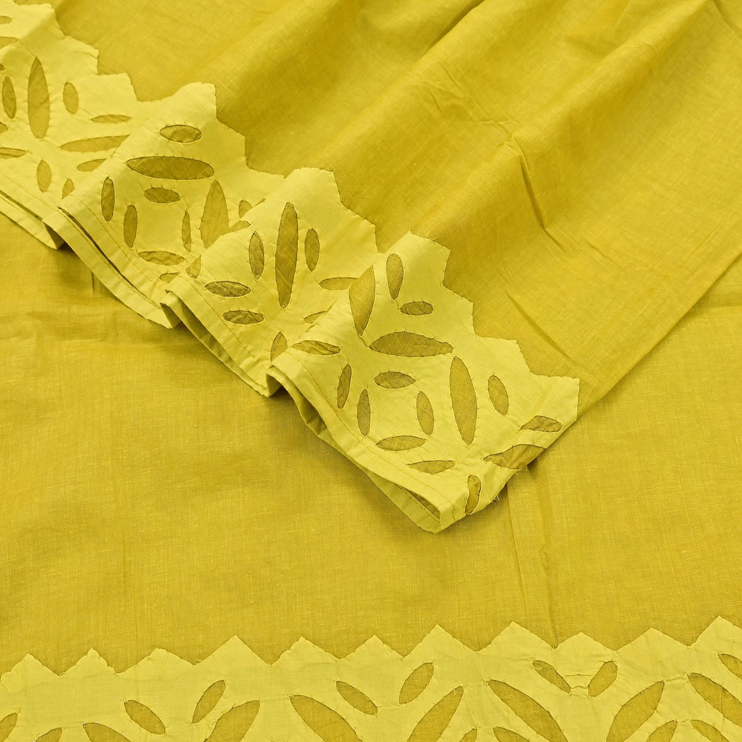 Indian Vintage Green Dupatta Long Stole Embroidered Patches Pure Cotton Scarves Veil Soft