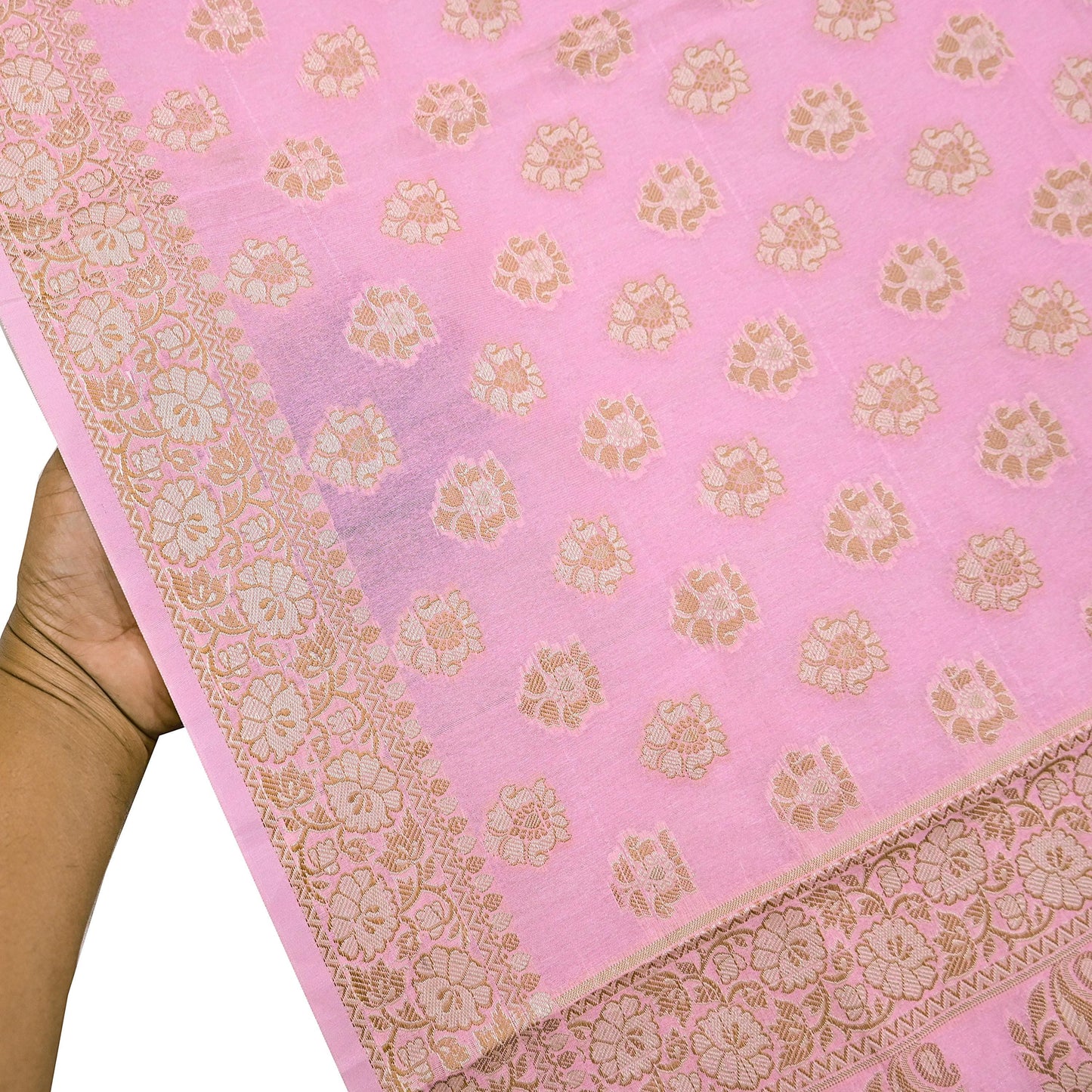 Indian Vintage Pink Dupatta Long Stole Woven Cotton Scarves Veil Soft Floral Design Wrap Boho Upcycle For Designing