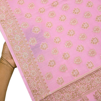 Indian Vintage Pink Dupatta Long Stole Woven Cotton Scarves Veil Soft Floral Design Wrap Boho Upcycle For Designing