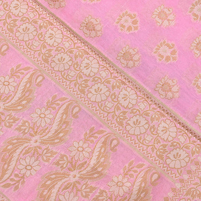 Indian Vintage Pink Dupatta Long Stole Woven Cotton Scarves Veil Soft Floral Design Wrap Boho Upcycle For Designing