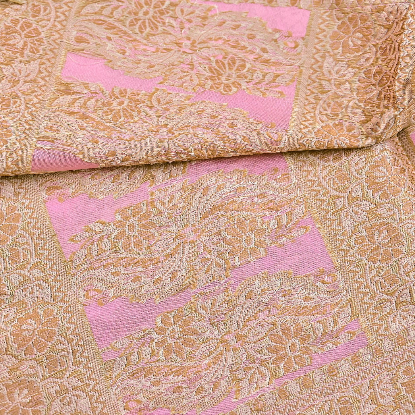 Indian Vintage Pink Dupatta Long Stole Woven Cotton Scarves Veil Soft Floral Design Wrap Boho Upcycle For Designing