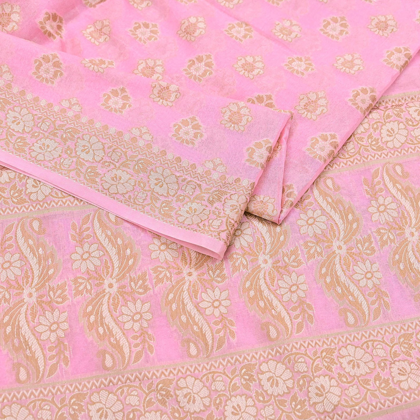 Indian Vintage Pink Dupatta Long Stole Woven Cotton Scarves Veil Soft Floral Design Wrap Boho Upcycle For Designing