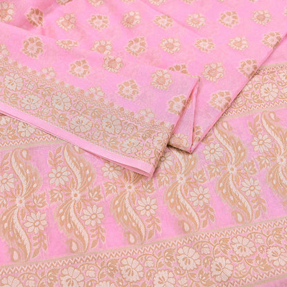 Indian Vintage Pink Dupatta Long Stole Woven Cotton Scarves Veil Soft Floral Design Wrap Boho Upcycle For Designing