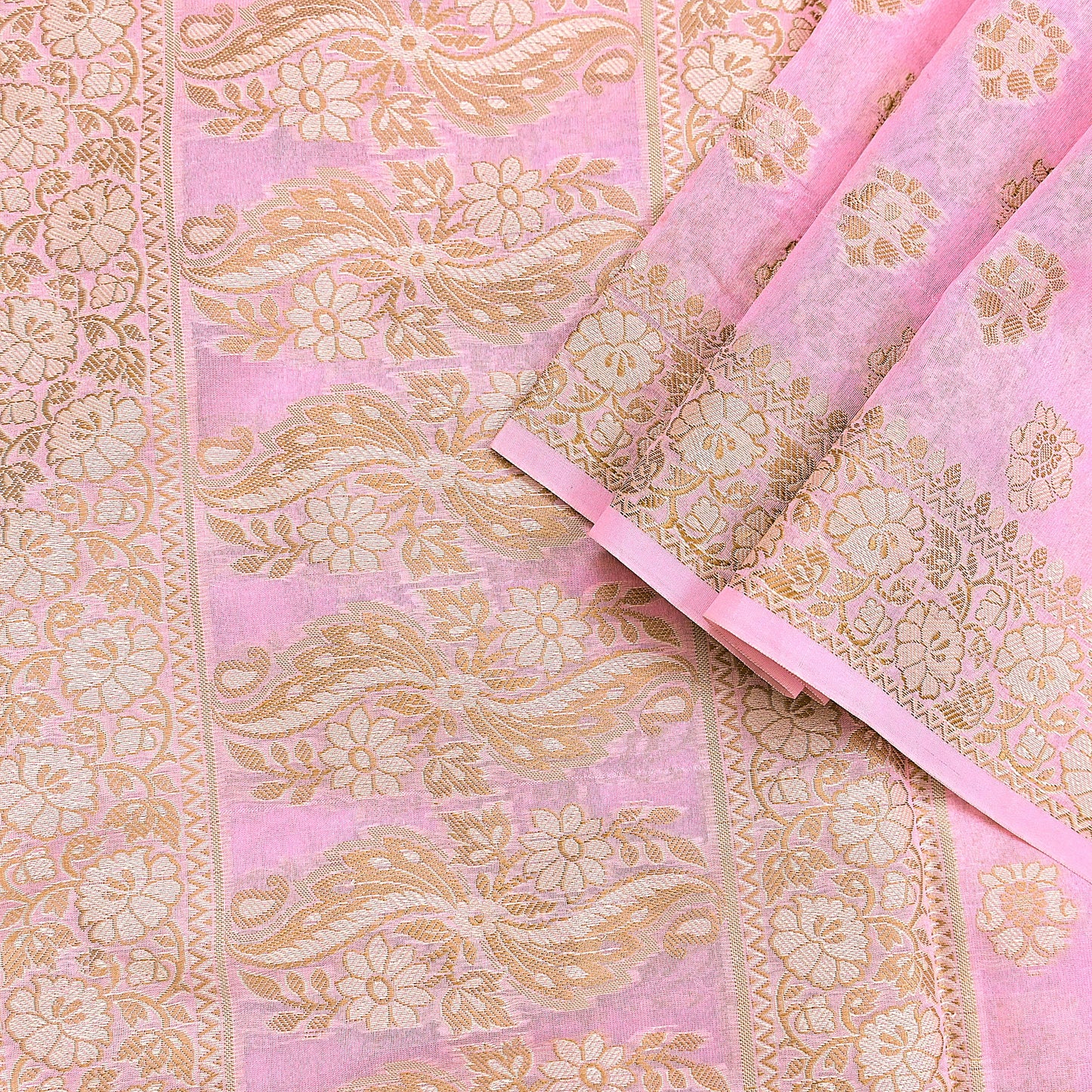 Indian Vintage Pink Dupatta Long Stole Woven Cotton Scarves Veil Soft Floral Design Wrap Boho Upcycle For Designing